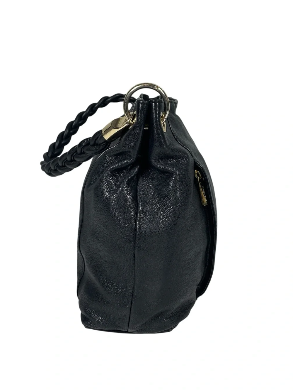 Michael Kors Naomi Hobo Slouchy Shoulder Bag Twist Braided Handle Black Leather